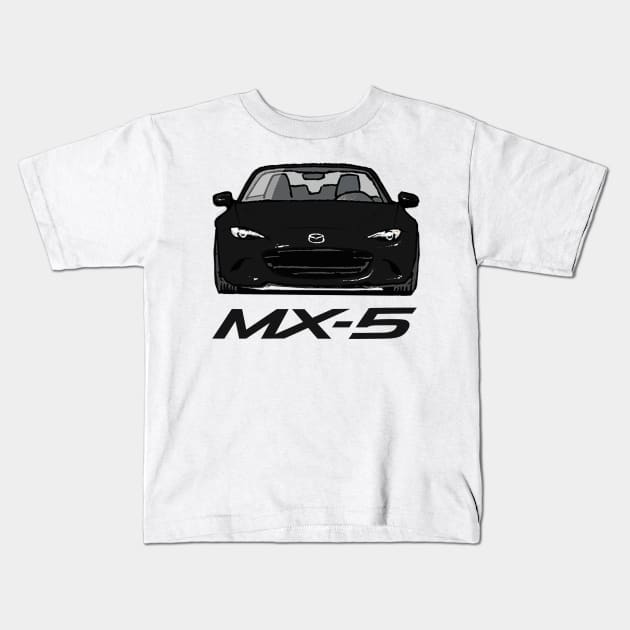 MX5 Miata ND Black Kids T-Shirt by Woreth